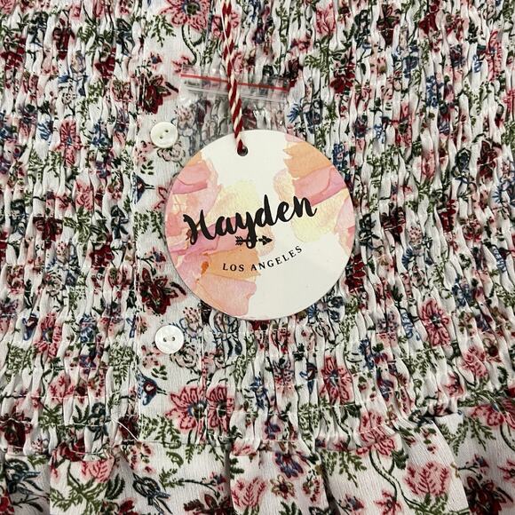 Hayden Los Angeles Smocked Floral Top Womens Plus Size 1XL Ruffle Boho NEW - Picture 7 of 9